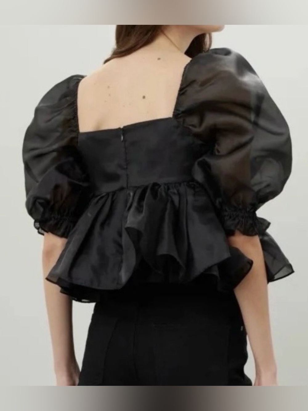 SELKIE Bubble Top Puff Sleeve Black Caviar Small - Picture 5 of 11